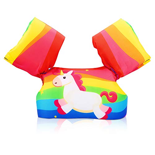 Anleo Kids Swim Float Vest with Arm Wings, Summer Learn-to-Swim Aid Jacket for Children Weighing 30-50lbs