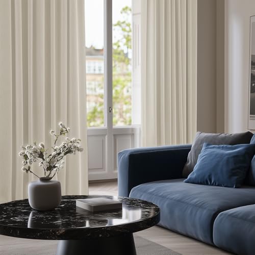 Image of Deconovo Thermal Insulated Blackout Curtain for Living Room 52 Inch by 95 Inch Light Beige 1 Panel