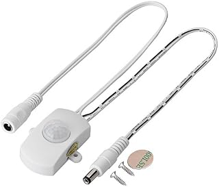 Interruptor de luz con Detector de Sensor de Movimiento 6V-24V, Interruptor de Sensor PIR de 5A 12V con Tiempo de retardo Ajustable, para iluminación LED, Detector de Sensor(Blanco)
