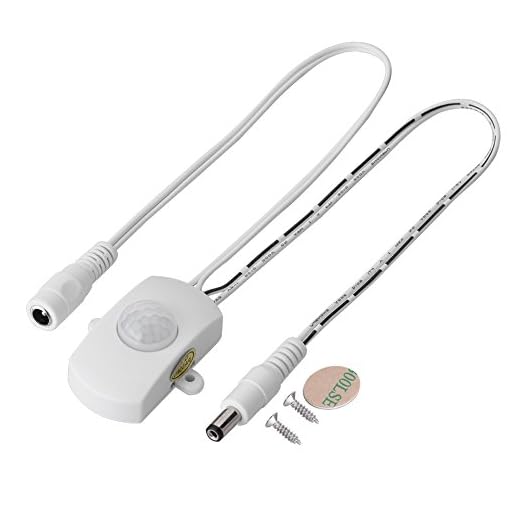 Yunir Rörelsesensoromkopplare, mini bärbar 5A DC 6-24V mini PIR infraröd rörelsesensor detektoromkopplare LED-remsa automatisk omkopplare för korridorer, badrum, källare, lager, garage etc. (vit)