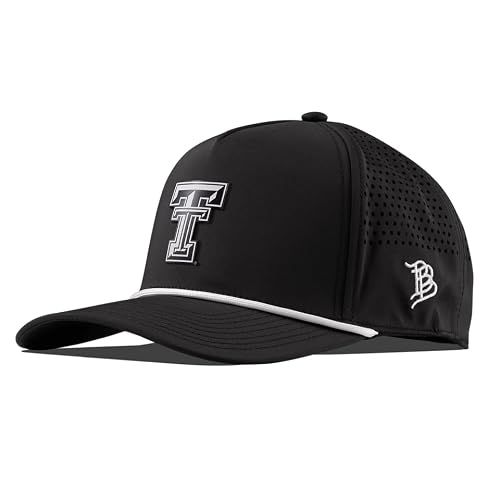 Branded Bills NCAA Texas Tech Red Raiders Black 5-Panel Performance Vintage Texas Tech ChromaRay Patch, Lightweight, Comfortable Baseball Cap