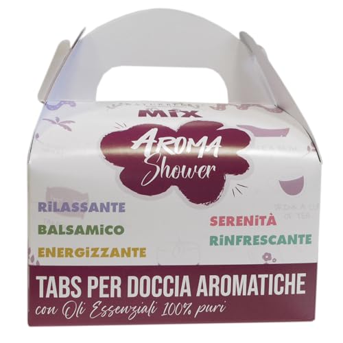 Gisa Wellness Aroma Shower BOX 10 pièces Bombes de douche aux huiles essentielles bio, lavande, citron, eucalyptus, menthe, freesia, 100% artisanales, aromathérapeutiques - Fabriquées en Italie