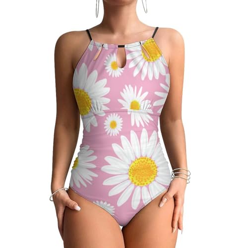 Maillot de bain une pièce marguerites blanches, le monokini idéal pour cet été