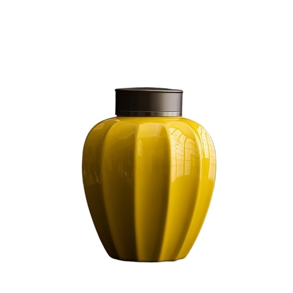 pojemnik na herbatę Ceramiczny słoik do przechowywania luźnej herbaty na cukier kawowy, orzechy(Yellow)