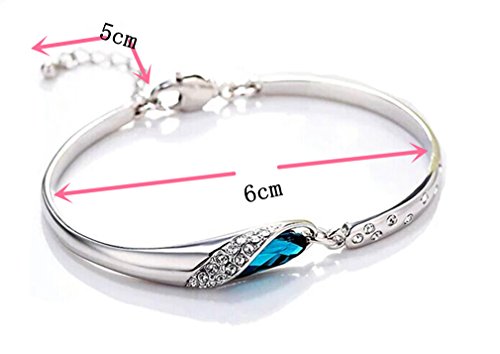 Fashion Jewelry Women‘s Bracelet Wristband Bangle Stainless Steel Gem Metal (Blue) #TOP1