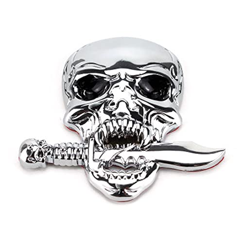 Image of 2pcs Metal Sticker for Car, 3D Decal,Skull Zinc Alloy Emblem, for Automobile, Motocycle (Skull Silver)