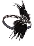 Vijiv Vintage Silver Beaded 20s Headpiece 1920s Gatsby Flapper Headband Feather