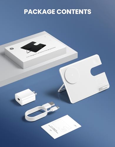 Image of Wireless Charger Stand for MagSafe, MGG 3 in 1 Magnetic Charging Station for iPhone 14 /13 /12 Pro Max /Mini /Plus, Portable Charging Pad Dock for Apple Watch Ultra /8 /7 /6 /5 /4 /3 /2 /SE, AirPods Pro /3 /2