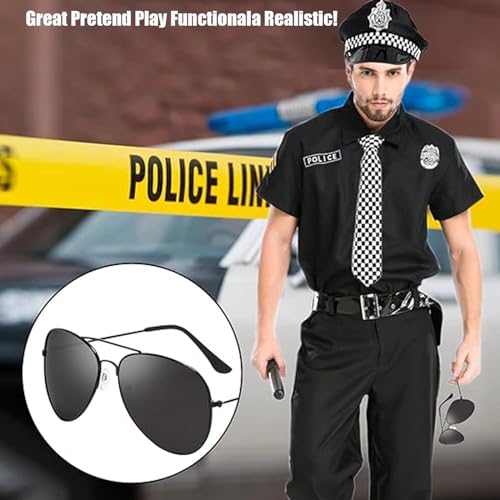 Pipihome Adult Police Costume Women, 8 Pcs Accessory Set including Police Hat, Handcuffs, Badge, Tie, Key, Baton - Image 3