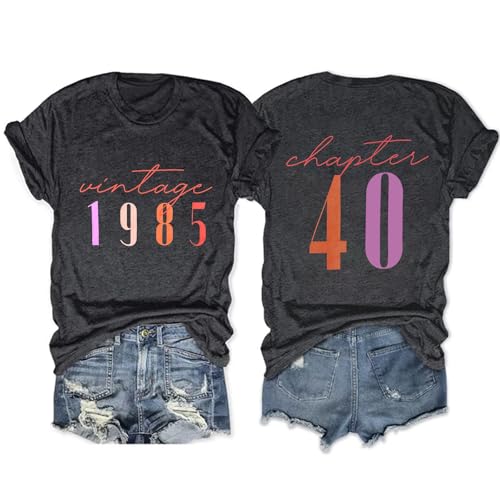 40th Birthday Shirts for Women Vintage 1985 T Shirt Casual Short Sleeve Birthday Party Outfits Tops