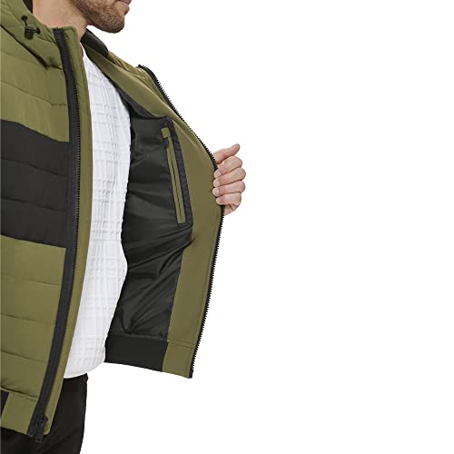 Image of DKNY Men's Quilted Performance Hooded Bomber Jacket