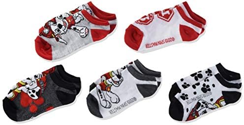 Nickelodeon boys Paw Patrol 5 Pack No Show Casual Sock, Black Red Multi, Shoe Size 3-8 US