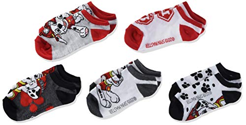 Nickelodeon Boys Paw Patrol 5 Pack No Show Casual Sock, Black Red Multi, Shoe Size 3-8 Us #TOP6