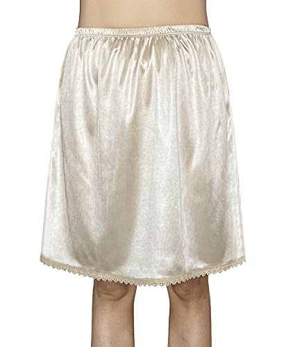 Image of Women's Half Slips for Under Dresses Anti-static Elastic Waist Lace Plus Size Long Underskirt