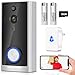 Price comparison product image Wireless Video Doorbell Chime Rechargeable Battery Wi-Fi Door Ring w/Chime Kit with 16GB Micro SD Card (Silver)