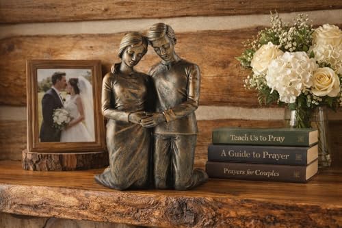 Estatua de pareja rezando en resina 6.25 pulg miniatura 3