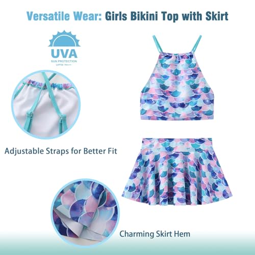 Image of Girls 3 Piece Swimsuits for Teen Girls Bikini Set with Skirt Hawaiian Bathing Suits Beach Swimwear 3-16 Years