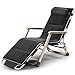 Składany leżak, leżaki ogrodowe, składane leżaki z grubymi poduszkami, leżaki zewnętrzne, leżaki-Teslin czarny + podkładka do spania 3D