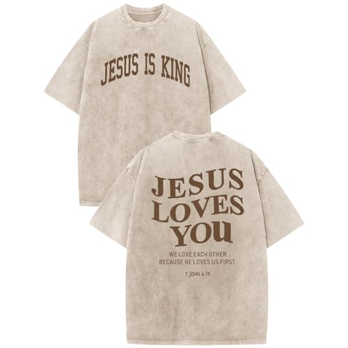 Hiehiety Mens Christian Shirts Jesus is King Love You Tshirt God Faith Religious Bible Verse...