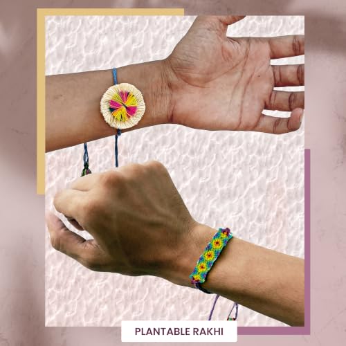 Image of Bombay Greens Plantable Rakhi for Brother Eco- Friendly DIY Grow Kit| Grow Plants from Seeds Rakhi | Rakhi Gift Set for Brother - Combo of Multi Flower and Evil Eye
