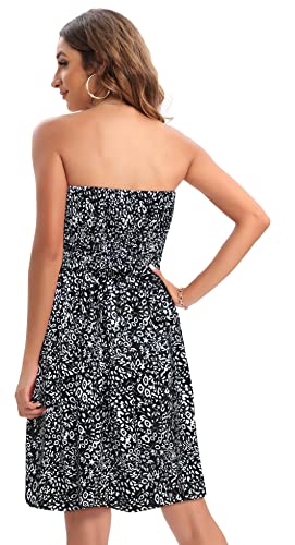 Image of Summer Dress for Women Beach Boho Strapless Cover Ups Off Shoulder Floral Sundresses