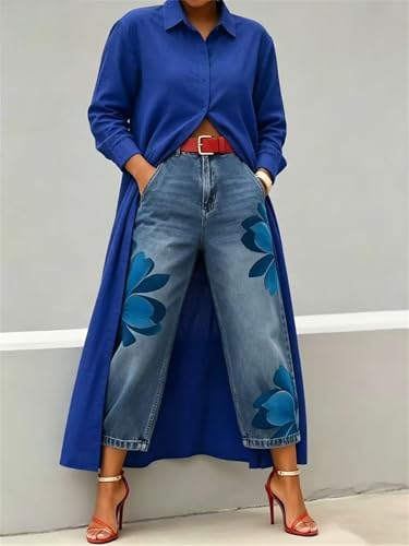 Jean fleuri taille haute idéal pour vos vacances et sorties décontractées - 5