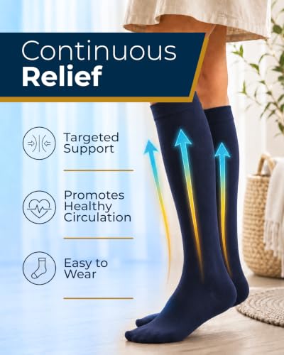 Image of Pembrook Bamboo Viscose Light Compression Socks - 3 Pairs | 8-15 mmhg Compression Socks | Knee High Comfort Support Socks