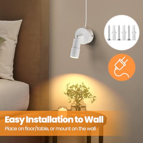 Image of Zoomable LED Spot Lights Indoor Uplighting with Remote & Timer, 5W Up Lights Indoor Dimmable Plant Spotlight Uplights Accent Lighting, Floor Spotlight Lamp with 5.9FT Plug Cord - White 1 Pack