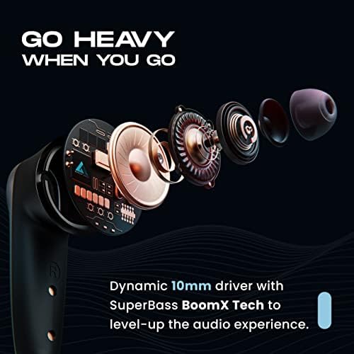 Boult Maverick Wireless Earbuds with 4 ENC Noise Cancelling Mic, 35H Playtime, 45ms Low Latency Combat Gaming Mode, Type C Fast Charging (10Mins=120Mins), 10mm Driver, Rich Bass, Bluetooth earbuds
