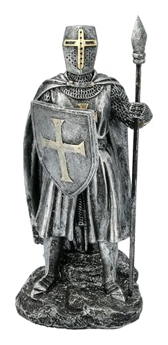 Joh. Vogler GmbH Figura decorativa de caballero templario con escudo y lanza (18 cm)