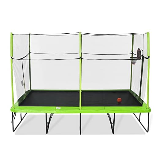 SkyBound Rectangular Trampoline with Enclosure Net 10x17 FT - ASTM Certified - Performance Build for Families and Athletes - Superior Bounce - Gymnastics Trampoline with Basketball Hoop and Ladder