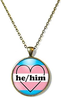Colar He Him Pronoun Ask Me About My Pronoun Pin Joias de Orgulho Gay Queer Joias Casamento Igualdade Love is Love Wins LGBTQ