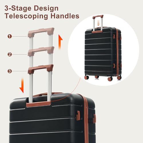 Image of Hardside Luggage Sets, Lightweight Suitcase with Spinner Wheels, Black