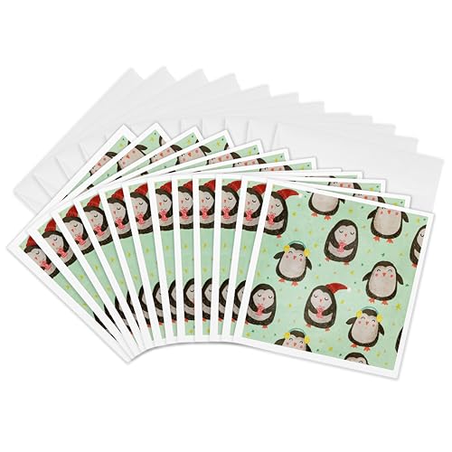 Cartes de vœux Noël aquarelle 15x15 cm | Lot de 12 correspondance