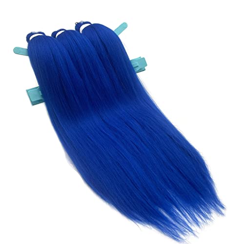 Blue Braiding Hair Pre Stretched Prestretched Braiding Hair 26 Inch Long Kids Braiding Hair Extensions For Braiding Box Micro Braids Synthetic Clean Therapy Knotless Braiding Hair (Blue 3Packs) #TOP4
