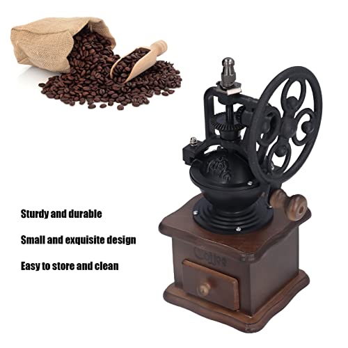 Moedor de café manual moedor de café com manivela de mão de ferro fundido antigo com ajustes de moag