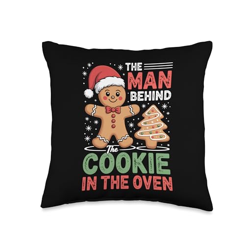 Man Behind Cookie Christmas Pregnancy Throw Pillow