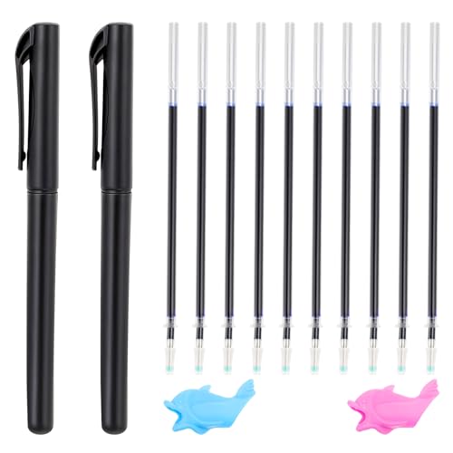AOZUO 2 Stück Magischen Stiften, mit 10 Nachfüllpackungen, Unsichtbaren Tinte Zauberstifte Kinder Wiederverwendbares Handschrift Nachziehen für Kinder Kalligraphie Stifte Zahlen Zeichnung Buchstaben