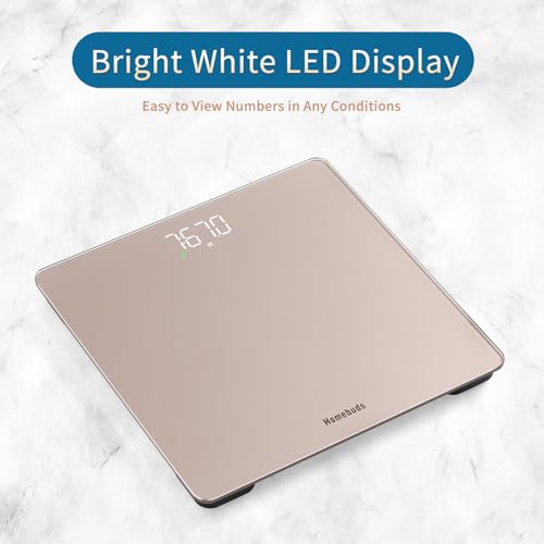 Homebuds Digitale badkamerweegschaal voor lichaamsgewicht, hoge precisie verzekerd, professionele fabriek van weegschalen sinds 2001, helder witte led opstap-model, 3 AAA-batterijen inbegrepen, 182 kg - Afbeelding 5