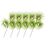 Decoración para árbol – 5 piezas de decoración de Navidad, decoraciones de árbol rizado verde – para dormitorio, porche, patio, jardín, jarrón, manualidades, corona, celebración, reunión