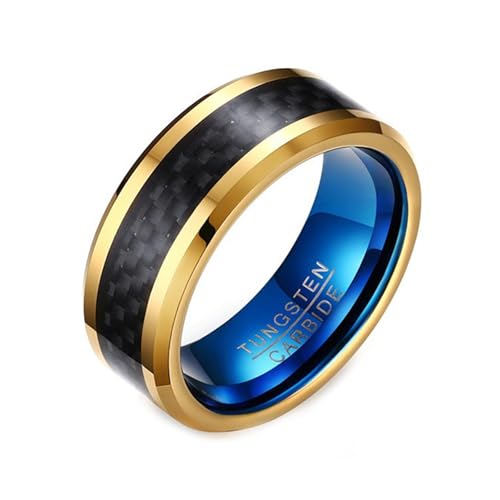 Bague pour homme en carbure de tungstène 8 mm et fibre de carbone