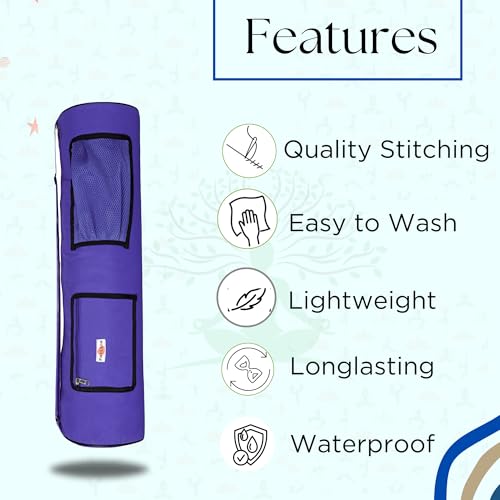 Image of Zipper Yoga Mat Bag for Meditation Mat's Cover Bag with Adjustable Shoulder Strap Waterproof Mate Carry Bags fit for 4mm to 8 mm Mats for Women and Men (Blue)