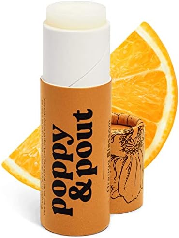 Poppy & Pout 100% Natural Lip Balm, 0.3oz Cardboard Tube, Hand-filled - Beeswax, Vitamin E, Organic Coconut Oil, Cruelty Free (Orange Blossom)