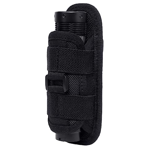 YAPJEB Tactical Flashlight Holster Torch Molle Pouch Flashlight Carry Case with 360 Degree Rotatable Clip for Belt (01 Black) Cover