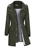 Rain Jacket Women Lightweight Raincoat Waterproof Windbreaker Outdoor Hooded Trench Coats Army Green...
