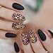 CoolNail 3D Press On Nails Rose Black Bling Gems Matte Stiletto Fake False Nails Almond Frosted Oval Short Pointed Full Cover Faux Ongles
