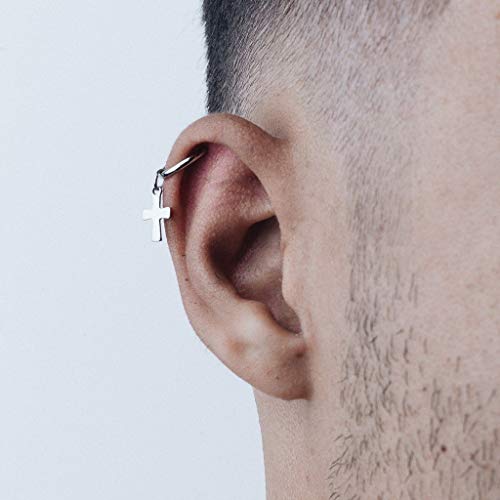 Piercing/Brinco Masculino de Pressão Cruz - 1 PEÇA (Não é o par)