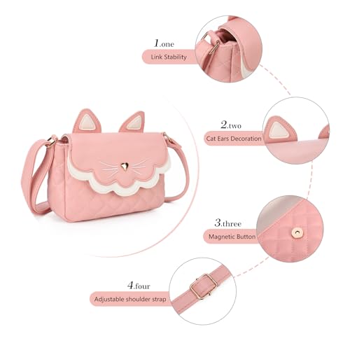 Image of Gladdon Teen Girls Crossbody Bag Cute Cat Wallet for Girl Birthday Gifts Purses