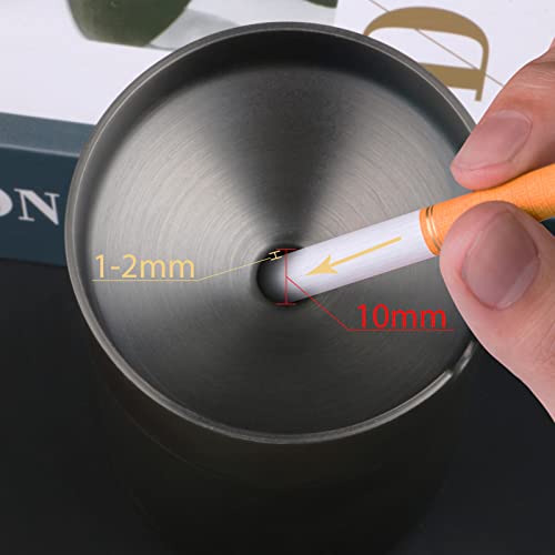 2 Pcs Car Ashtray With Lid Smell Proof For Cigarette Weed Ash And Butts Suit For Car Cup Holder,304 Stainless Steel Ash Tray Unbreakable Rust Free Windproof Ashtrays For Car Home Office #TOP2