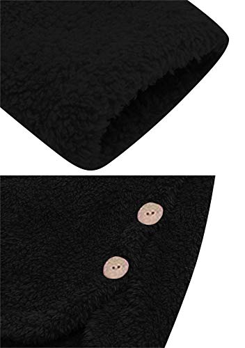 FLITAY Womens' Lovely Button Coat Fluffy Tail Tops Hooded Pullover Loose Sweater3
